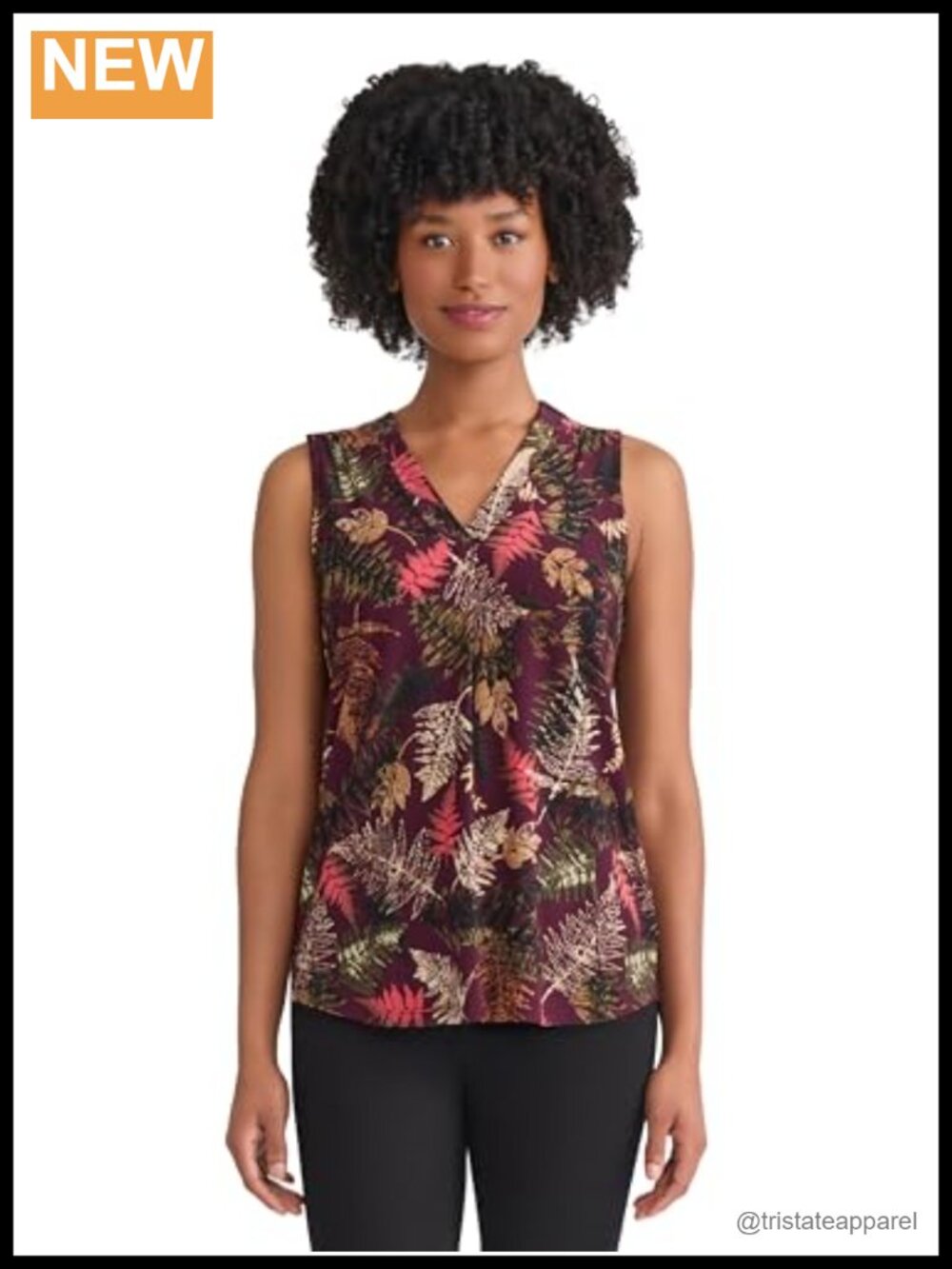 Sleeveless V-Neck Floral Jersey Top